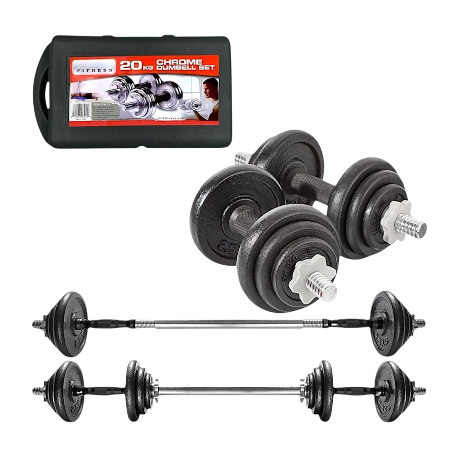 Cast Iron Adjustable Dumbbell Weight Barbell Set Fitness 20kg