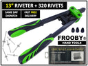 13" HEAVY DUTY RIVET GUN + 320 RIVETS 3 HEAD NOZZLES