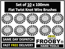 10 x ANGLE GRINDER FLAT TWIST KNOT WIRE M14 4.5"/115mm 3-7