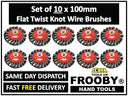 10 x ANGLE GRINDER FLAT TWIST KNOT WIRE M14 4.5"/115mm 3-7