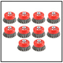 10 x TWIST KNOT SEMI FLAT CUP BRUSH SET FOR 115MM ANGLE GRINDER 3-8
