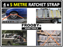 5 TON 4 x HEAVY DUTY RATCHET TIE DOWN STRAPS 5 METRE 50MM