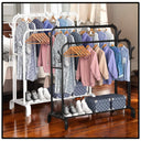 Double Rail Clothes Garment Hanging Rack Shelf Stand