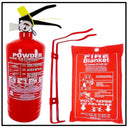 1KG POWDER ABC FIRE EXTINGUISHER + FIRE BLANKET + WALL BRACKET
